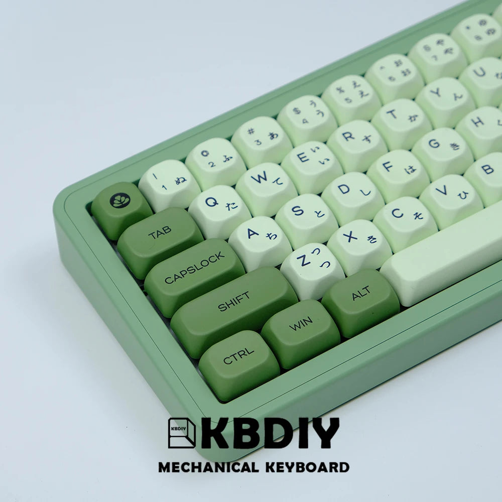 KBDiy 143 Keys/Set Russian Japanese Korean Matcha Keycap Green KOA PBT Keycaps for Mechanical Keyboard Caps for GMK67 GMK64 61