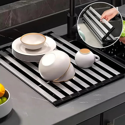304 stainless steel kitchen sink drain rack sink dish rack dish rack foldable telescopic drain basket