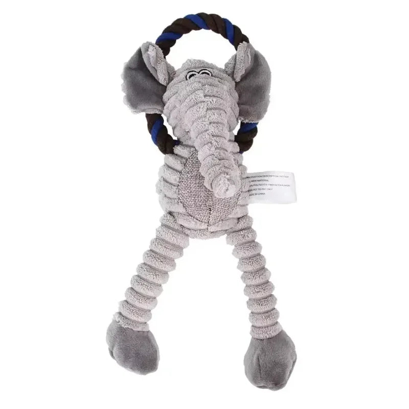Dog Plush Toy Pet Squeaky Animals Stuffed Toy Bite-Resistant Teeth Cleaning Chew Toy Interactive Companion Toys Pet Supplies