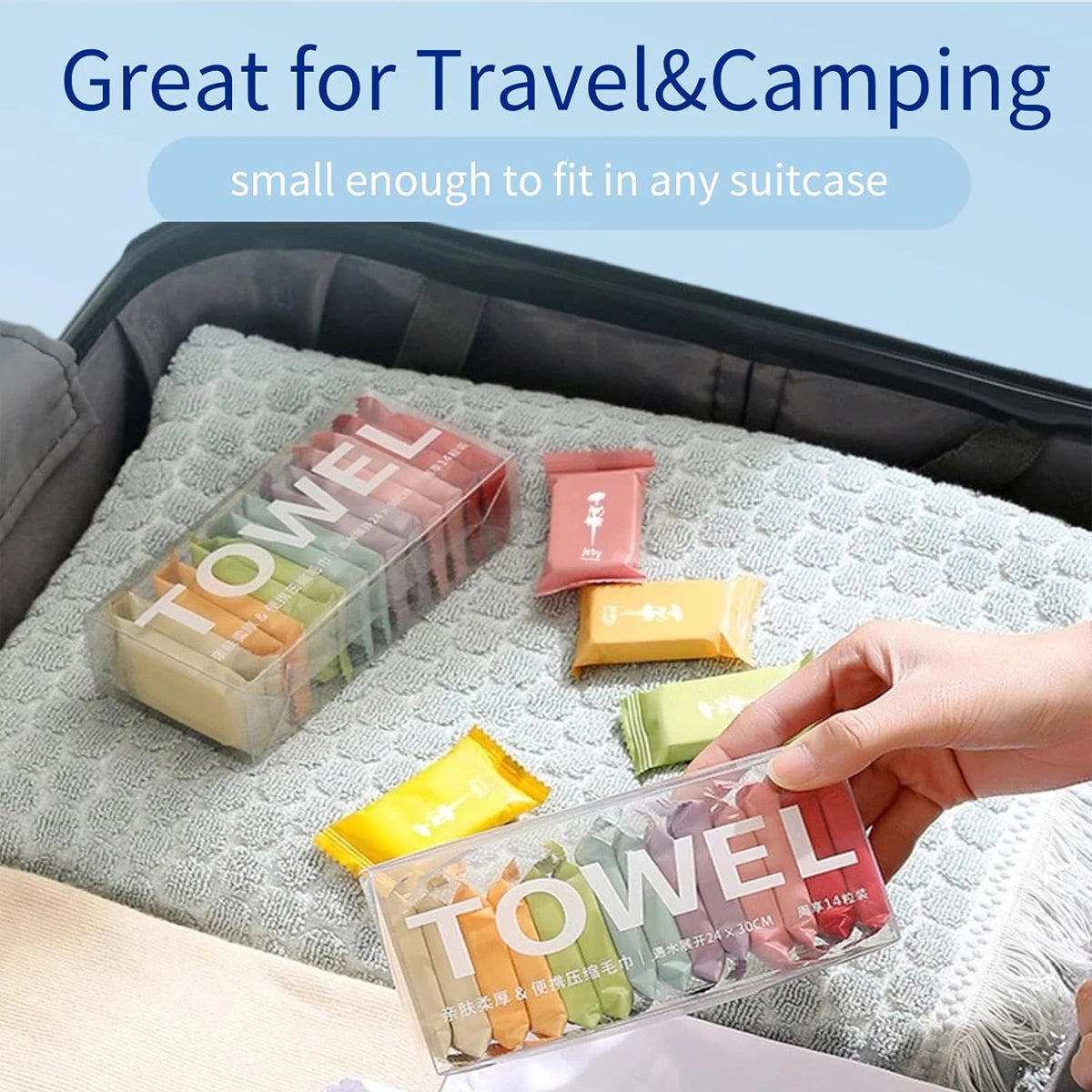 7/14pcs Compressed Disposable Towels For Travel Portable Facial Cleaning Towels Thickened Dry And Wet Dual-Use Travel Essentials