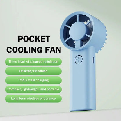 Portable Fan Creative Small Fan Pocket Hand-held Fan Lightweight Adjustable Cute Handheld Outdoor Fan Air Cooler Students Gift