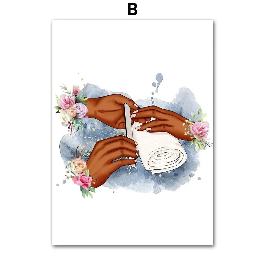 Wall Art Canvas Painting Flower Fashion Girl Lovely Hands Nail Polish Art Salon Decor Poster And Print Living Room Wall Pictures