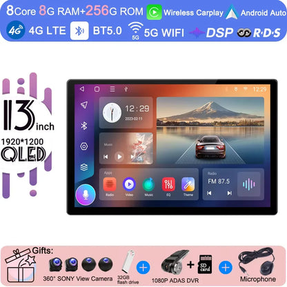13 inch Android 15 Carplay Auto Car Radio For Ford Transit Custom 2013-2018 Multimedia Video Player Navigation Stereo GPS Audio