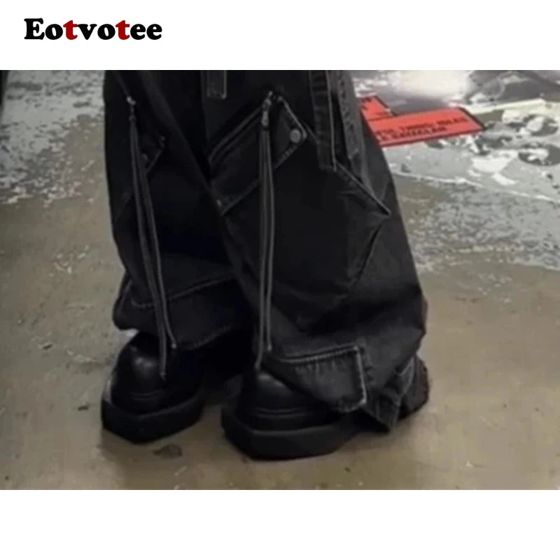EOTVOTEE Baggy Jeans for Women Vintage Washed Chic Casual Denim Trousers Spring Summer 2025 New Fashion Female High Waist Jeans