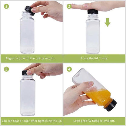 Plastic Bottles with Caps Juice Bottles Clear Reusable Containers Plastic Smoothie Bottles for Juice Milk Homemade Beverages