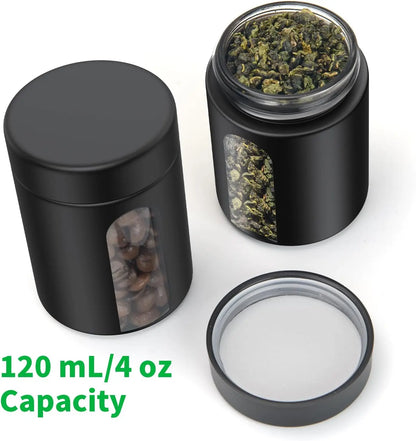 Glass Storage Jar (4 oz, 120ml) Smell Proof Visual Container Child Resistant Cap Multipurpose for Coffee Teas Herbs Spices