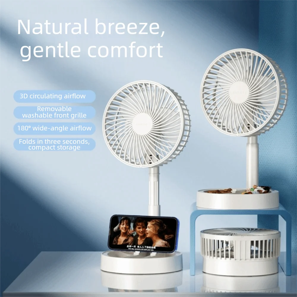 Portable Foldable Desktop Fan Adjustable Angle USB Powered USB Fan Stable Stand Powerful Airflow Mini Electric Fan Tabletop Use