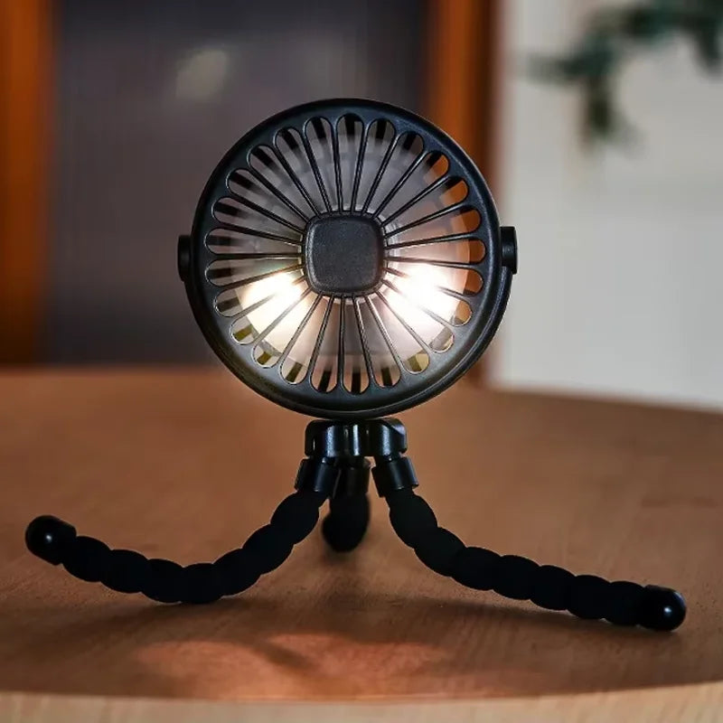 Portable Fan Tripod Adjustable 360 Degree Rotation Baby Stroller Low Decibel Electric Fan USB Charging Suitable for Outdoor Use