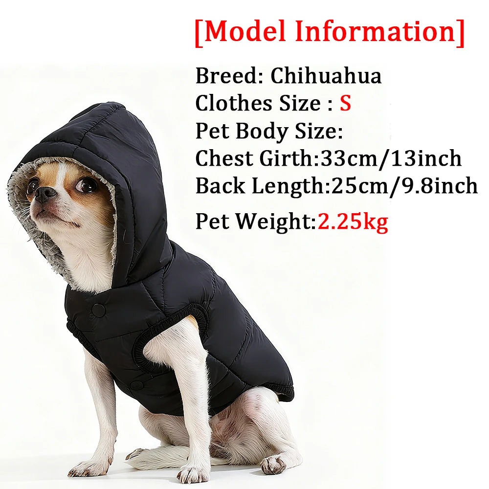 Warm Pet Clothing Hooded Waterproof Puppy Hiking Jacket Coat Solid Thicken Fleece Costume With D-ring For Small Medium Dogs Cats