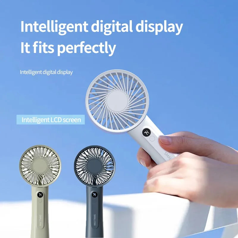 New Portable Handheld Fan, Fan 6 Speed Wind LED Display Personal Mini Travel Fan  Hand Held Fan USB Foldable Electric Fan