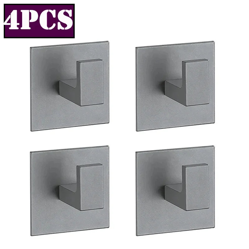 4/1pcs Bathroom Adhesive Wall Black Robe Hooks Towel Hook Coat Holder Keys Clothes Hanger Bathroom Kitchen Hardware Accessories