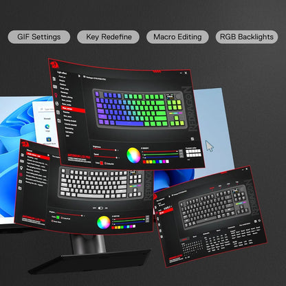 Redragon GB 80% Gasket RGB Gaming Keyboard w/Hype 1.14inch TFT Screen & Knob, 84 Keys Mechanical Keyboard