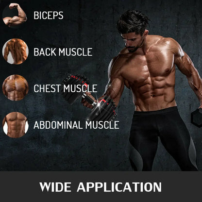 SIHAO 24KG Adjustable Dumbbells Set Home Workout Fitness Equipment  Anti-Slip Handle Full Body Training Arm Muscle Building