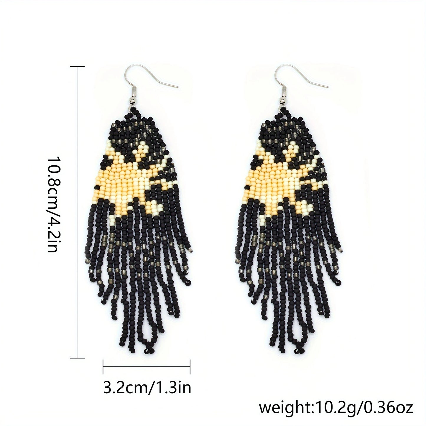 Bohemian Asymmetric Earrings, Star Moon Scenery Tassel Earrings, Handmade Beaded Earrings