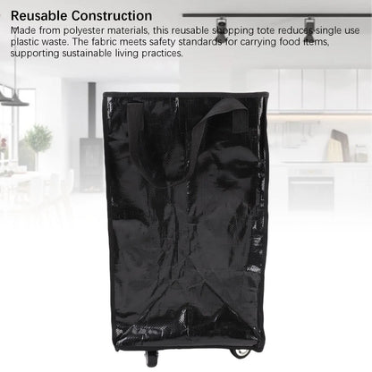 Reusable Grocery Bag On Wheels Water Proof Large Capacity Rolling Tote Bag with Reinforced Handles