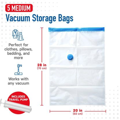Vacuum Storage Bags, 15-Pack Space Saver Vacuum Storage Bags, Vacuum Seal Bags for Clothing, Clothes, Comforters and Blankets
