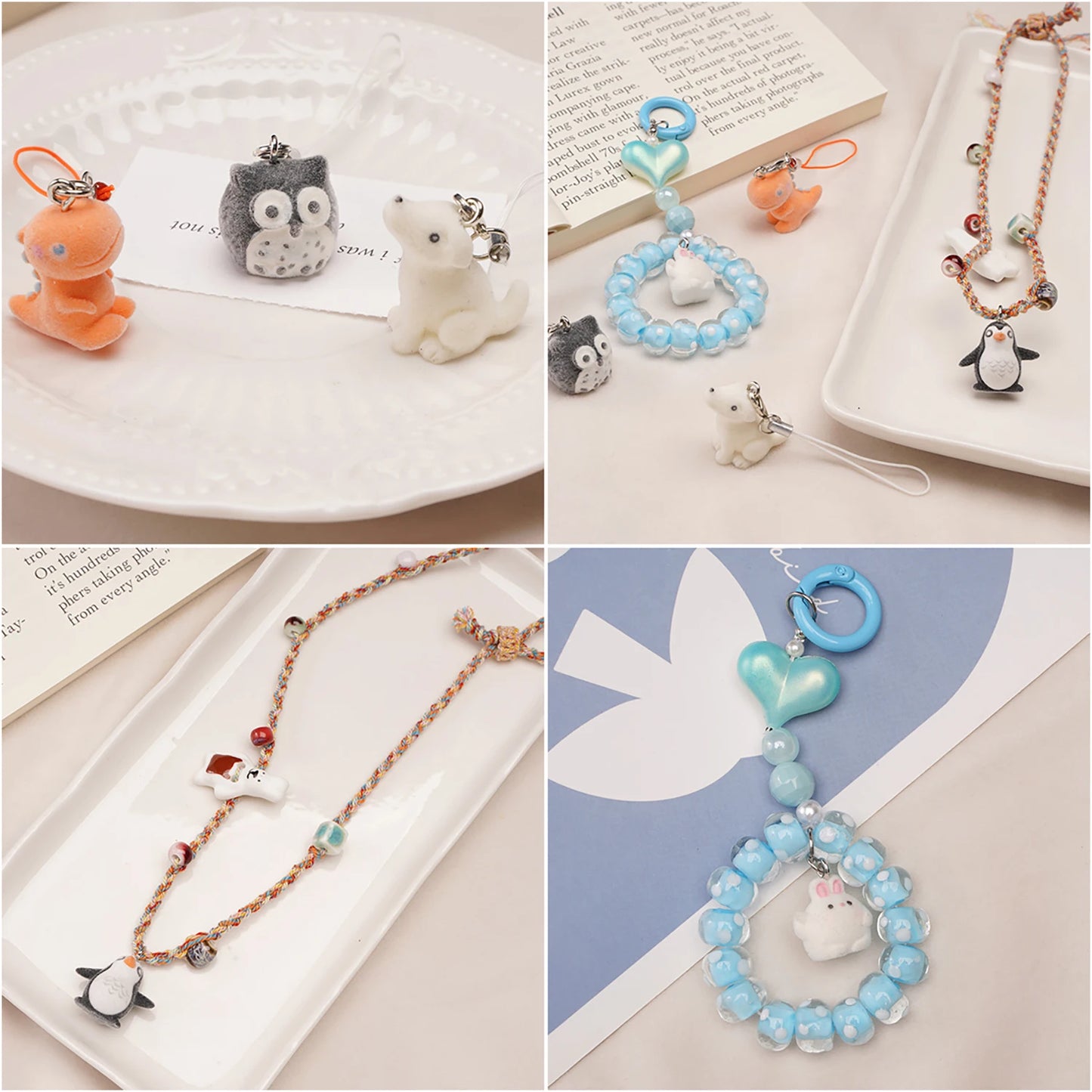 1Pcs 3D Flocking Resin Charms Cartoon Animal Pendant for Necklace Earrings Keychain Making DIY Jewelry Accessories Wholesale