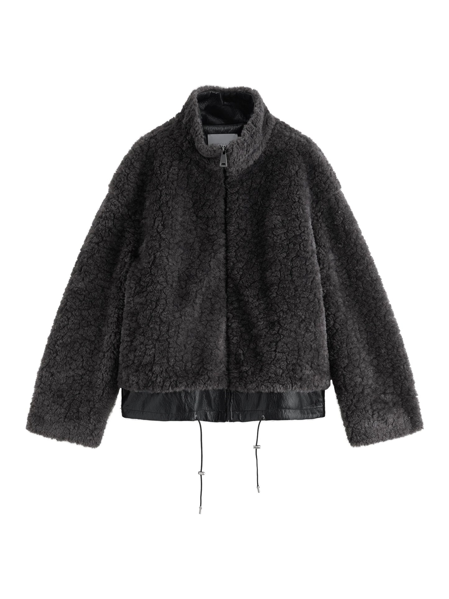 ZIQIAO 2025 Winter Women's Petite Stand Collar Faux Fur Shearling Short Jacket Plush Teddy Zip Up Cozy Fleece Cropped Coat