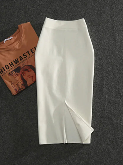 2026 New Women's Pencil Skirts Solid Pur High Waist Slim Skirt Fit Girl Summer Office Lady Elastic Female Sexy Tube Faldas PL211
