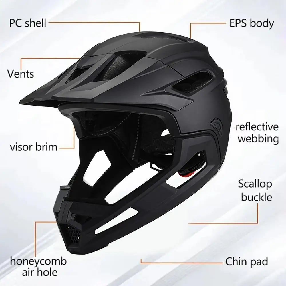Bike Helmet Bicycle Mountain Bike Helmet Full Face Detachable One-piece Motorcycle Riding Safety Helmet Head Protection