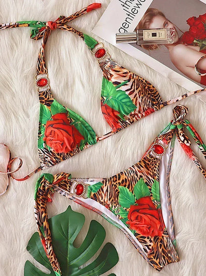 Halter Crystal Rhinestone Diamond Bikini 2025 Female Swimsuit Women Swimwear Two Pieces Bikini set Brazilian Bathing Suit Swim