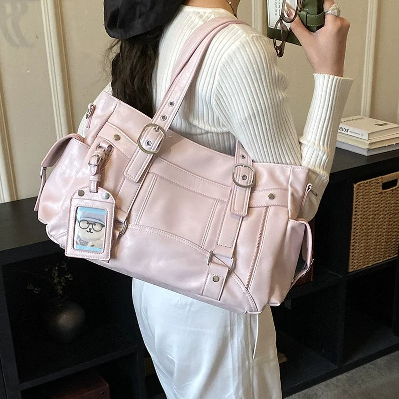 Large Capacity Tote Bag Trendy Sweet-and-Cool Style 2026 New Fashion Versatile Handbag Simple Commuting Crossbody Shoulder Bag