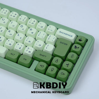 KBDiy 143 Keys/Set Russian Japanese Korean Matcha Keycap Green KOA PBT Keycaps for Mechanical Keyboard Caps for GMK67 GMK64 61