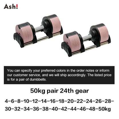 Multi-Color Adjustable Dumbbell Set, 2KG(5LB) or 4KG(9LB) Increment, Up to 50KG(110LB), Fast Adjustable Dumbbells for Home Gym