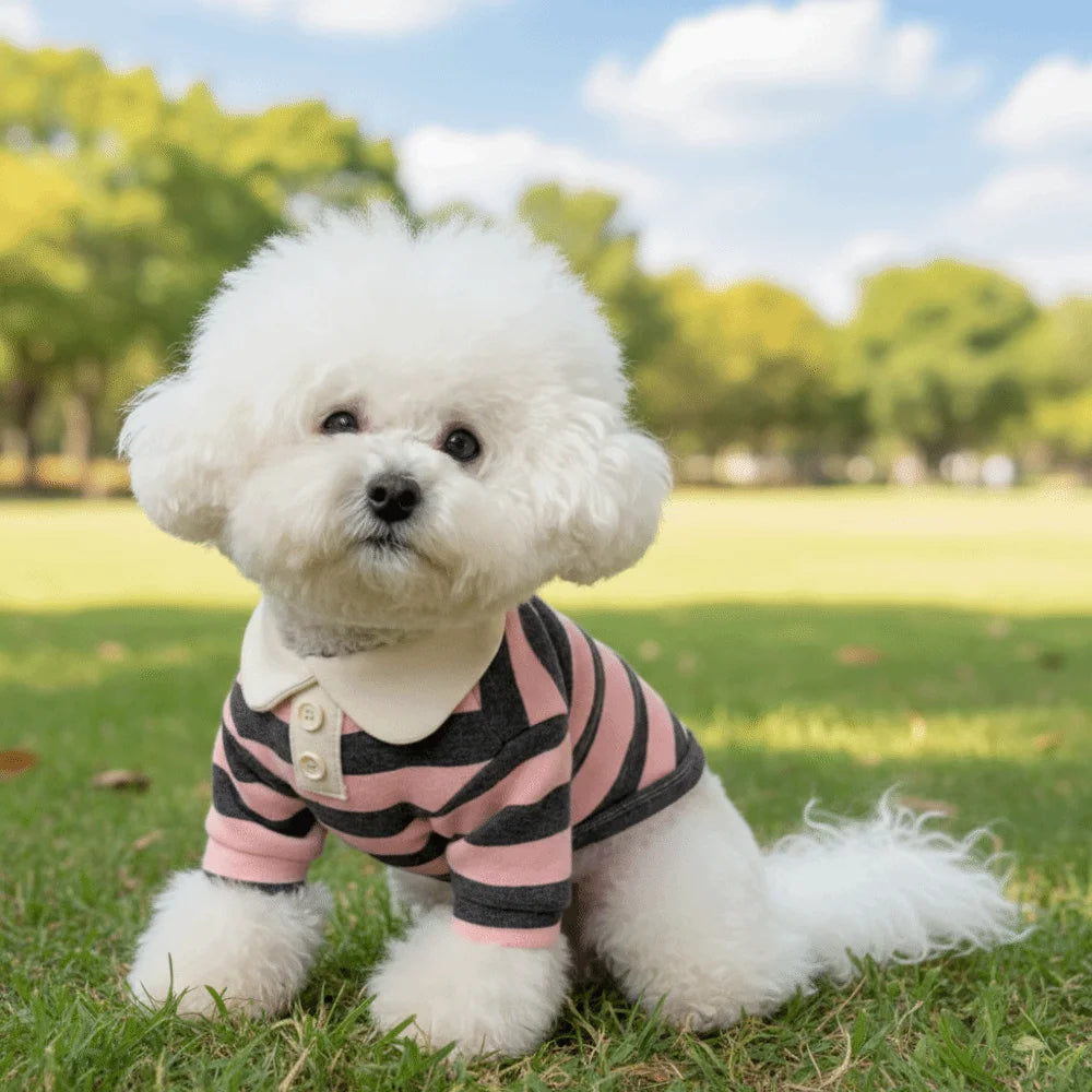 Pet Outfits Collared Style Dog Striped Shirt Comfortable Soft Dog T Shirts Cooling Vest Breathable Cat Vest for Puppy Dogs Cats