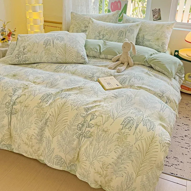 4pcs/set Bedding Set Simplicity Style Twin Queen Size Duvet Cover Flat Sheet Pillowcase Kids Adult Comforter Sets Home Textile
