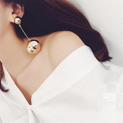 Korean Fashion Large Round Beads Earrings Earrings Size Round Ball Long Net Red Earrings Earrings