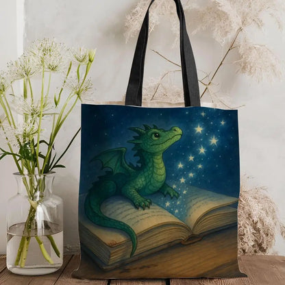 Dragon Sleeping Storage Bags Lightweight Canvas Tote Bag Large Capacity Shoulder Shopper Fashion Eco Multi-Purpose Handbag