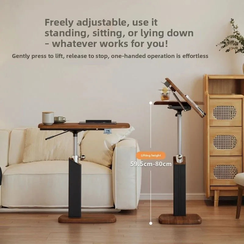 Lifting Table Living Room Sofa Small Table Removable Bedside Computer Table Saddle Leather Desktop Flip Small Side Table Coffee