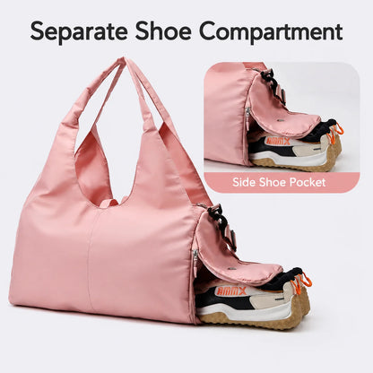 Yoga Mat Tote Bag with Mat Holder, Large Capacity Oxford Fabric Gym Bag with Adjustable Shoulder Strap for Women