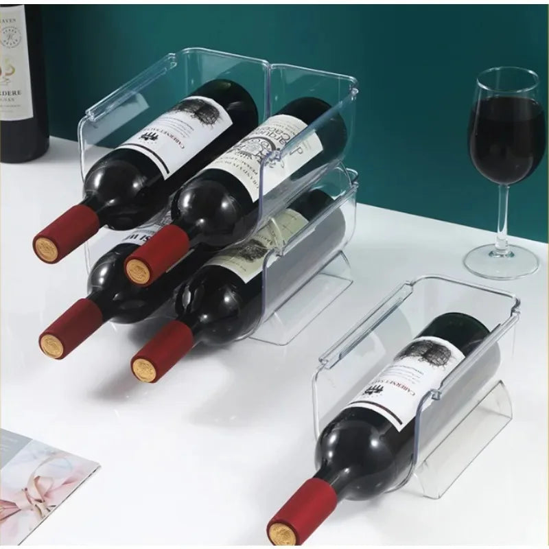 Stackable Acrylic Cup Holder Wine Water Bottle Organizer Clear Plastic Storage Rack for Kitchen Pantry Desktop Home Office