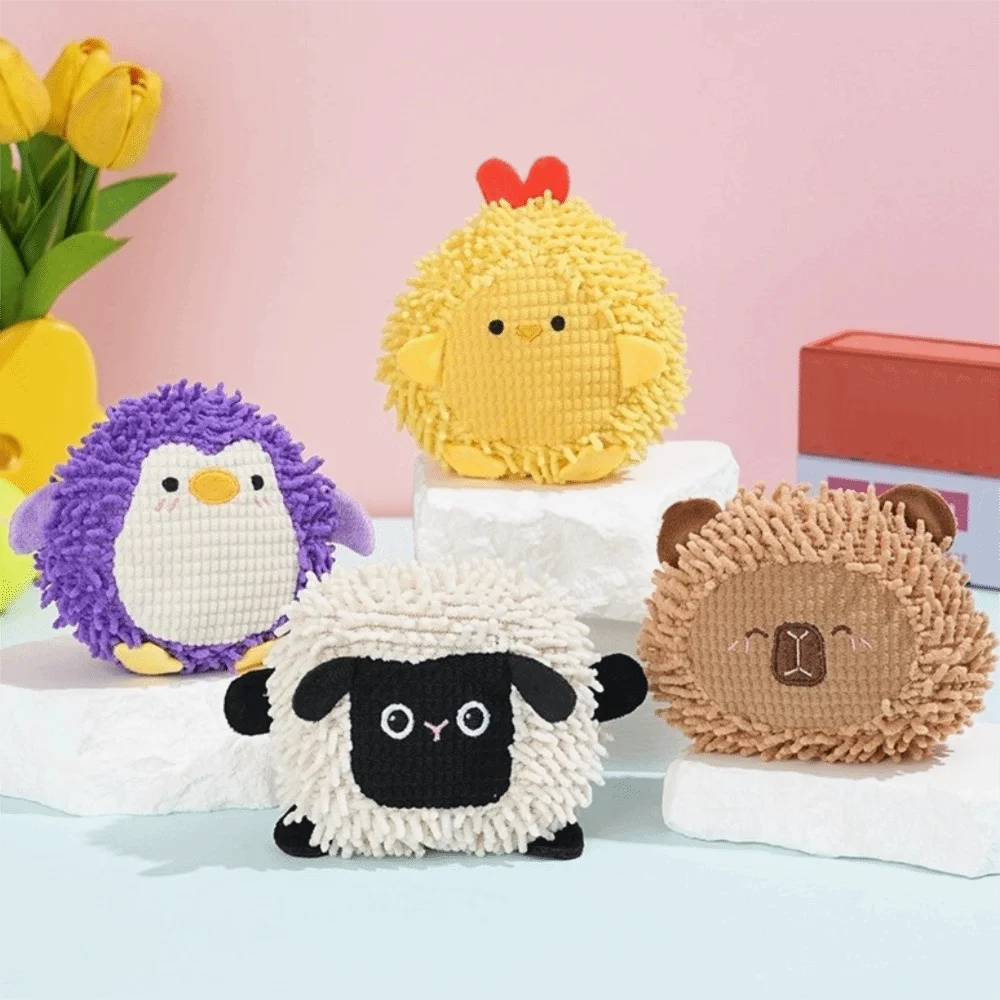Cartoon Animal Shaped Pet Squeak Toys Bite Resistant Cute Pet Plush Toys Non-Toxic Funny Interactive Pet Toys Teething Cleaning