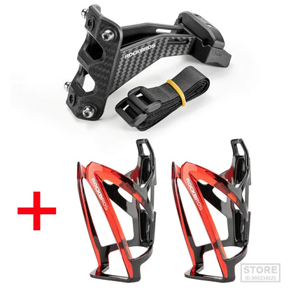 ROCKBROS Imitation Carbon Fiber Bicycle Water Bottle Holder Adapter Saddle Double Cup Extension Stand Seat Cycling Equipment