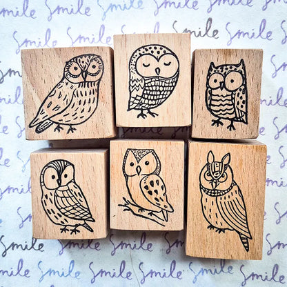 Stamp Scrapbooking Night Owl Journaling Supplies Kawaii Stationary Birds Wooden Stamps