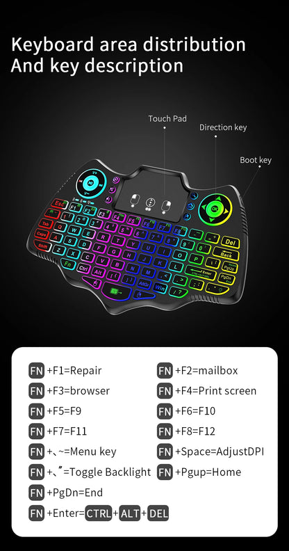 MRSVI V18 Mini Wireless Keyboard 2.4G BT Touch 7 Color Backlit French Spanish Russian Air Mouse Keyboard Gift for Android TV Box