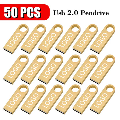 50PCS/lot Free Custom Logo Pendrive 16GB USB Creative Metal Key USB 2.0 Flash Drive Pendrive 4GB 8GB 32GB 64GB Memory Stick