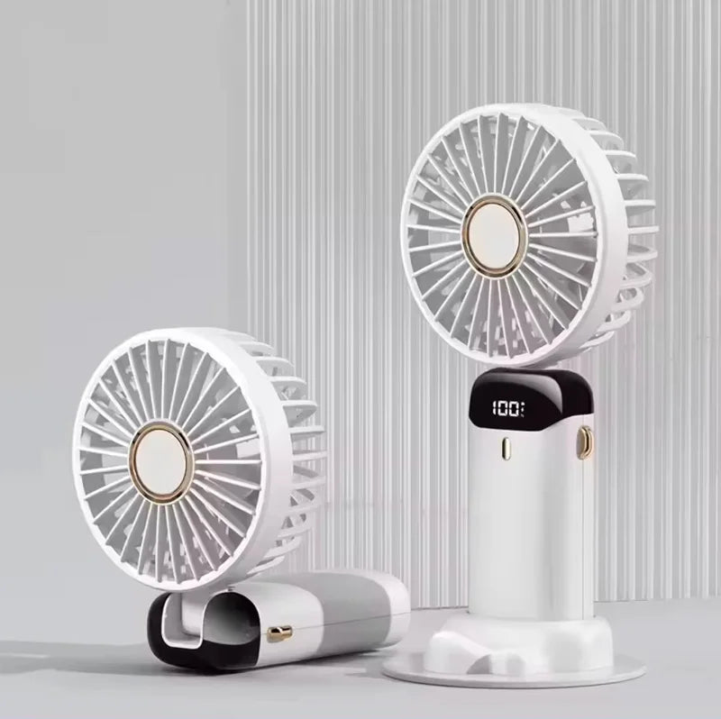 Portable mini fan as a summer outdoor gift with creative digital display of power consumption and cross-border portability