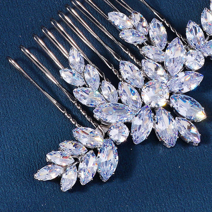 New Luxury Zirconia Bridal Hair Comb Sparkling Handmade Hair Comb for Women Wedding Headpieces Jewelry Accessories