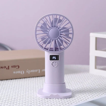 Portable Desktop Fan Mini Size Digital Display Fan Compact Lightweight Handheld Mini Fan Practical Design Stable Base USB Rechar