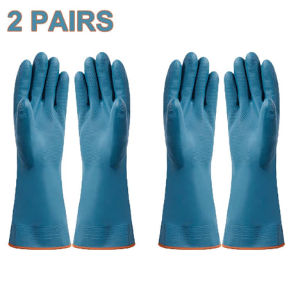 2/4 Pairs Waterproof Gloves with Fleece Thicked Cleaning Gloves Household Bathroom Kitchen Hands Protection Gloves Cleaning Tool