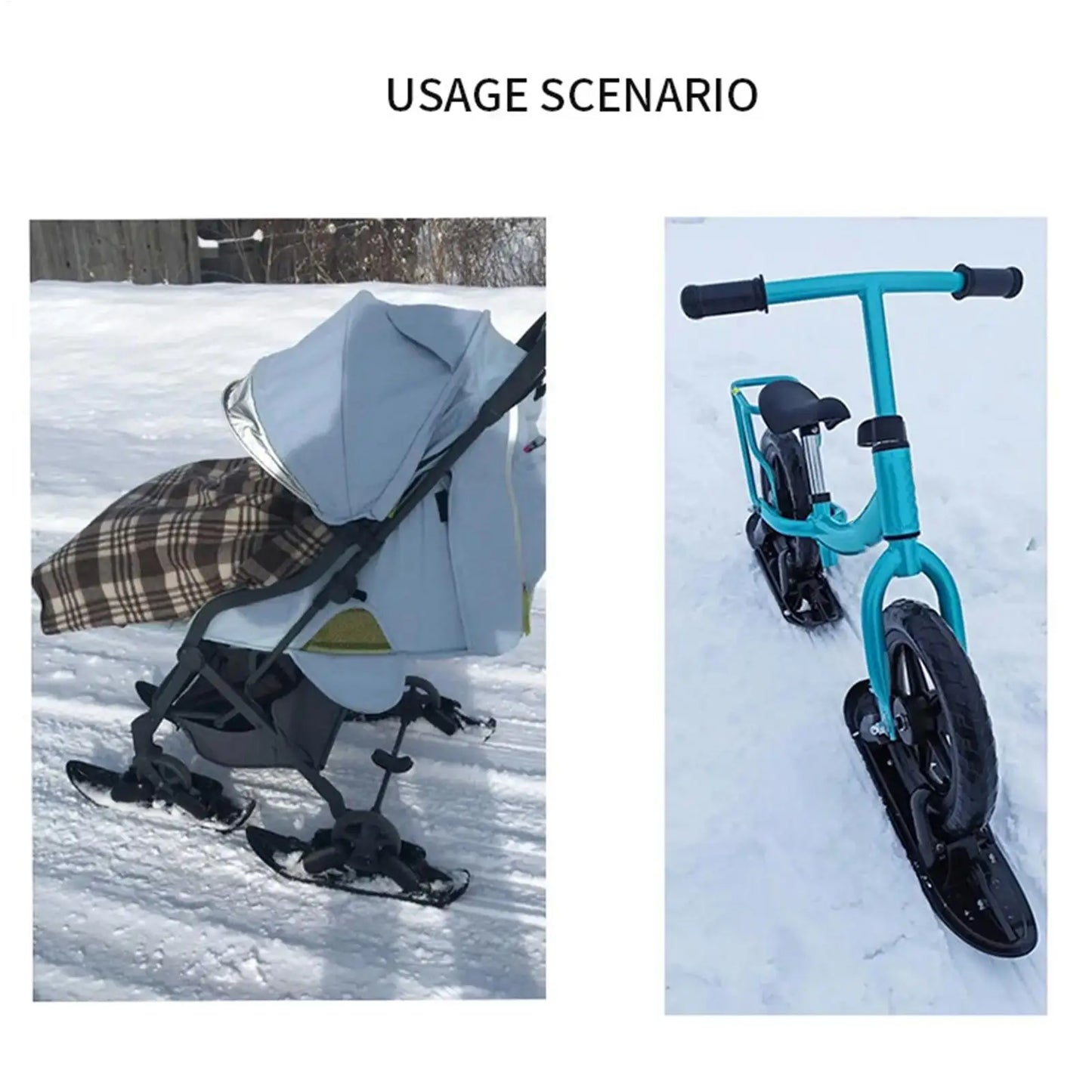 Stroller Skis 2 In 1 Baby Stroller Ski Scooter Conversion Skiing Attachment For Bicycle Outdoor Sports Lakeside Paths Resort