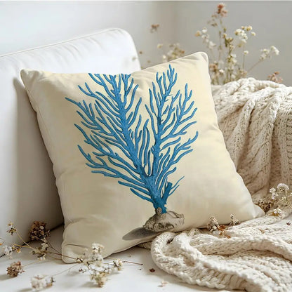 Cushion Cover  Linen  Skin-Friendly Soft Decorative Case For Sofa Home Decor Blue Sea Creature Coral Shrimp Pillow cover