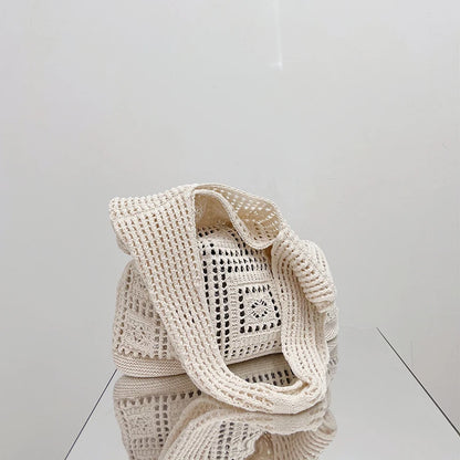 Simple Crochet Tote Bags Fashion Hollow Knitted Women's Bags Casual Female Shoulder Bags Ladies Shopping Top-Handle Bags Handbag