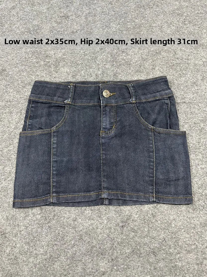 Sexy American Vintage Low Waist Denim  Skirt for Students Z4 Antiquing Y2K Trendy ort Skirt with Handmade Ripped And Fo...