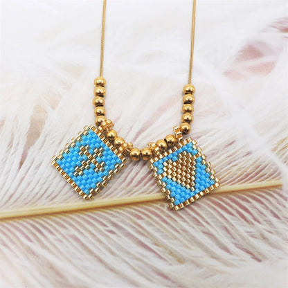 ZHONGVI Scapular Necklace Miyuki Heart Cross Adjustable Necklace Lady Necklace Stainless Steel Bead Necklace Jewelry