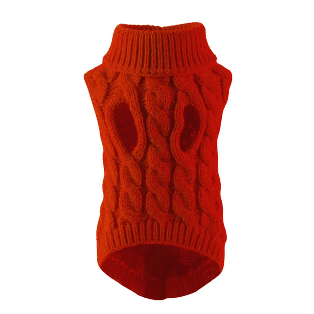 New Pet Small Pet Dog Clothes Sweater Fashion Autumn Winter Solid Fried Dough Twists Knitting Warm Comfort Clothing Wholesale